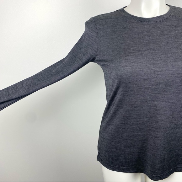 BOMBAS Dark Gray Long Sleeve Top Thumb Holes Merino Wool Blend Medium - Picture 5 of 12